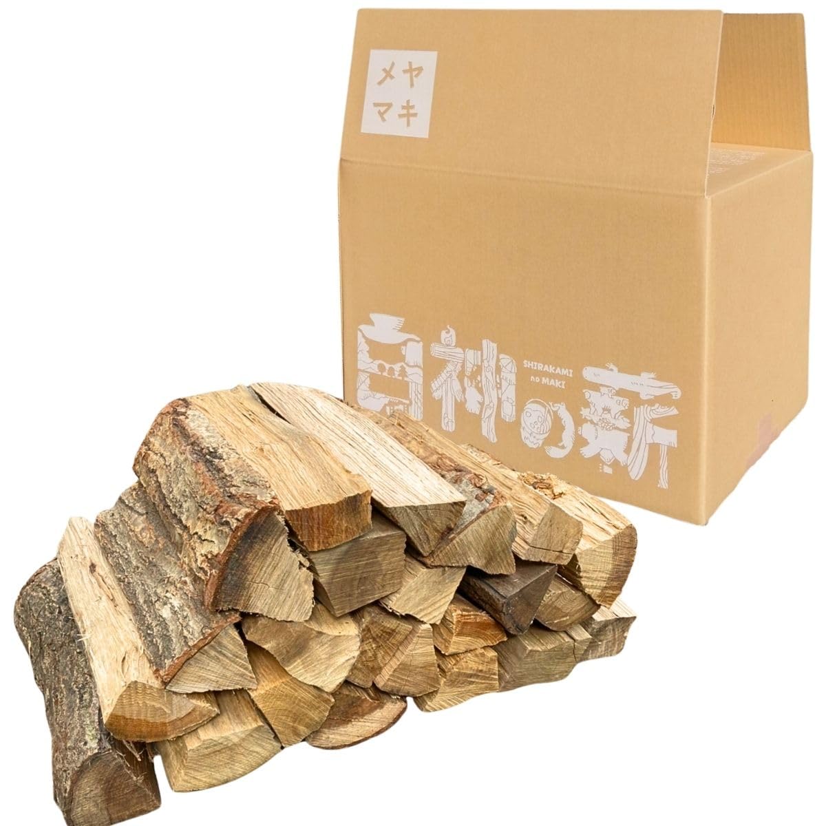 Amazon.co.jp: 【メヤマキ】 白神の薪 焚き火用 広葉樹薪 20kg 長さ